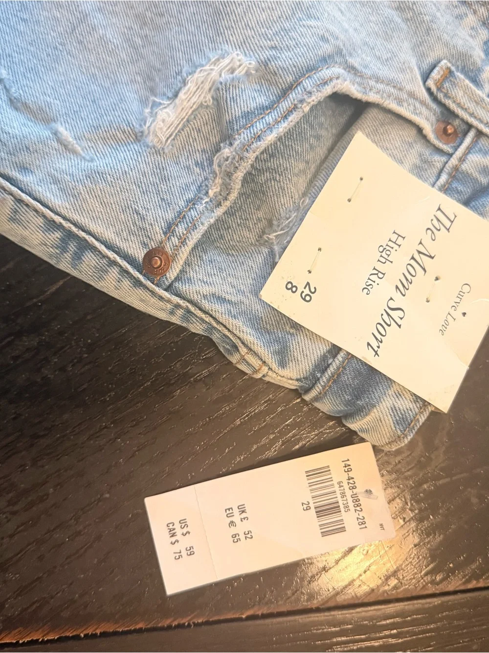 Abercrombie & Fitch Light Blue Distressed Mom Shorts - Picture 3 of 4